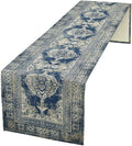Vintage Boho Floral Table Runner, Rustic Country Farmhouse Blue Teal Retro Flower Pattern for Home Kitchen Table Decor Dining Coffee Room Party Decor 13x60in