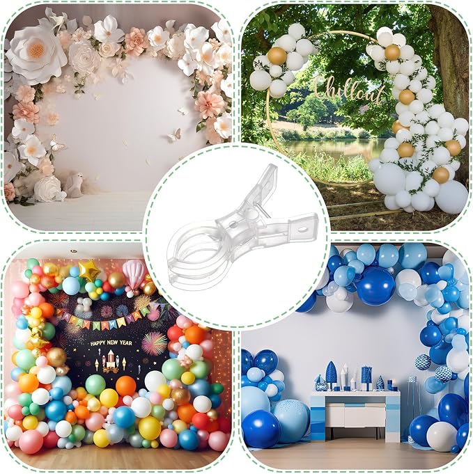 LemonRoad 20 Pack Large Balloon Arch Clips Plastic Transparent Backdrop Spring - Image 5