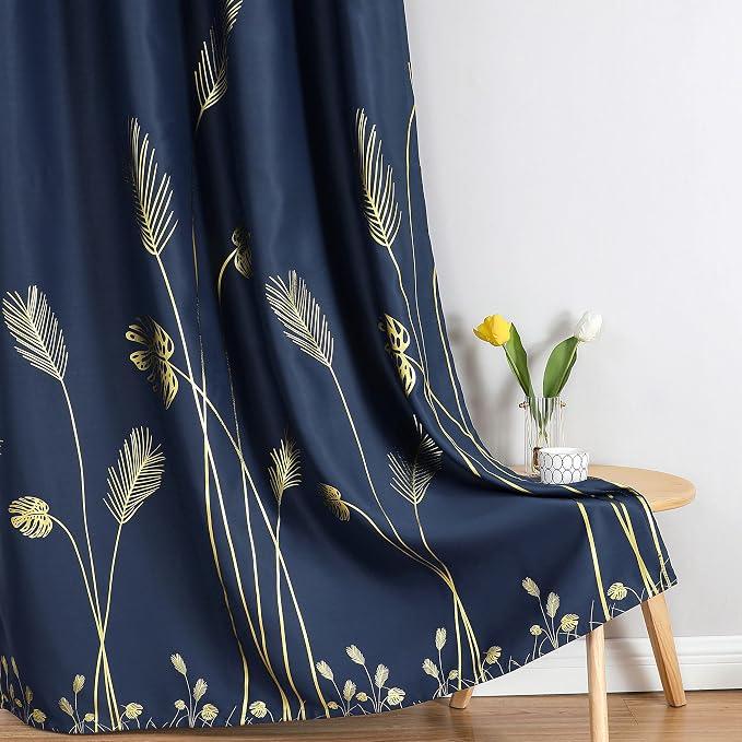 Navy Blue Blackout Curtains for Living Room 90 Inch Length 2 Panels Set - Image 7