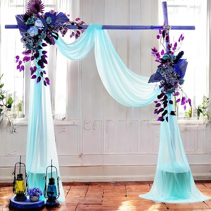 MDS Halloween Chiffon Draping Fabric - 1 Panel, 30" Wide x 30ft Long - Sheer Spooky Arbor & Canopy Drapery for Haunted House Backdrops, Party Ceilings, DIY Costumes & Themed Events - Teal