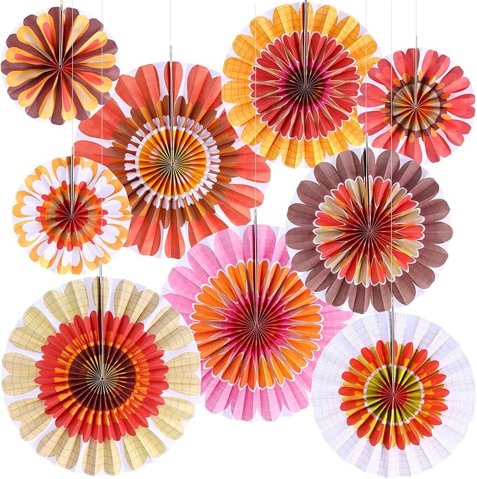 Outus Flower Hanging Decorations Summer Paper Fans Classroom Ceiling Wall Decor by Outus