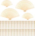 FEPITO 50 Pieces Wooden Handheld Paper Fan Wooden Folding Fans by FEPITO