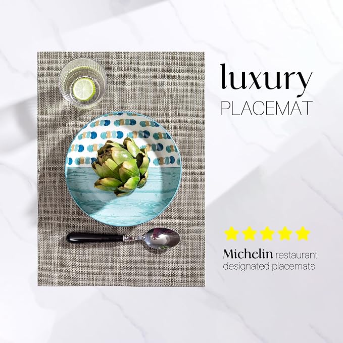 LEXMORE Placemats Set of 4 Vinyl/Plastic Woven Place Mats - Image 2