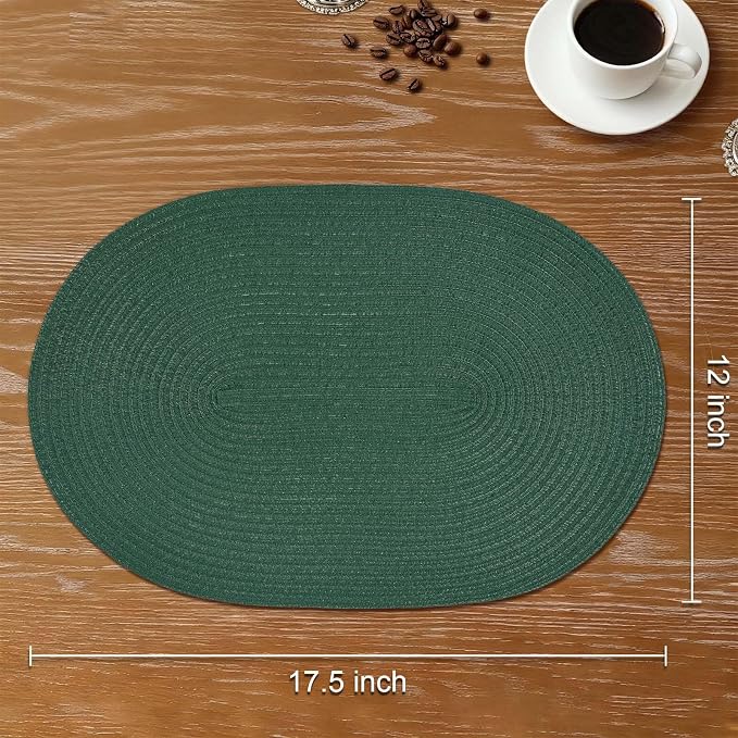 Placemats Set of 4, Woven Oval Braided Dining Table Mats | 12 x 17.5 Inch Size - Image 2