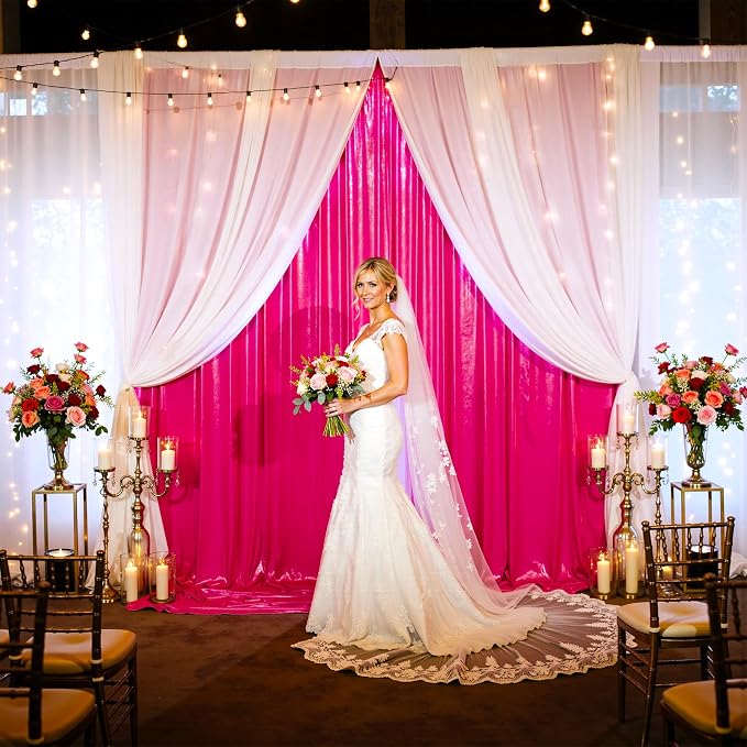 30x10ft Shimmer Hot Pink Sequin Backdrop Curtain - Image 3