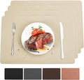 Vinyl Beige Placemats Set of 4 Wipeable Waterproof Table Mats | Heat Resistant by BxzanDya-LifeSmartMaker