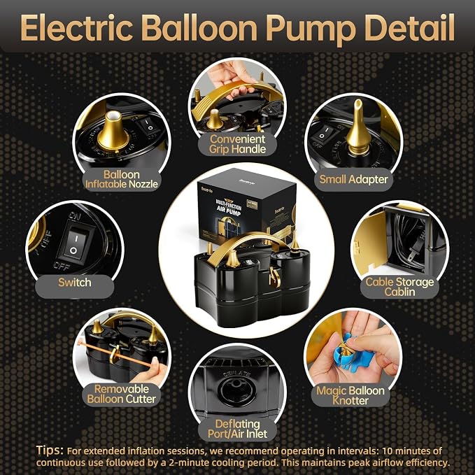 Air 3-in-1 Balloon Pump Electric Inflator Blower Machine | Dual-Balloon - Image 4