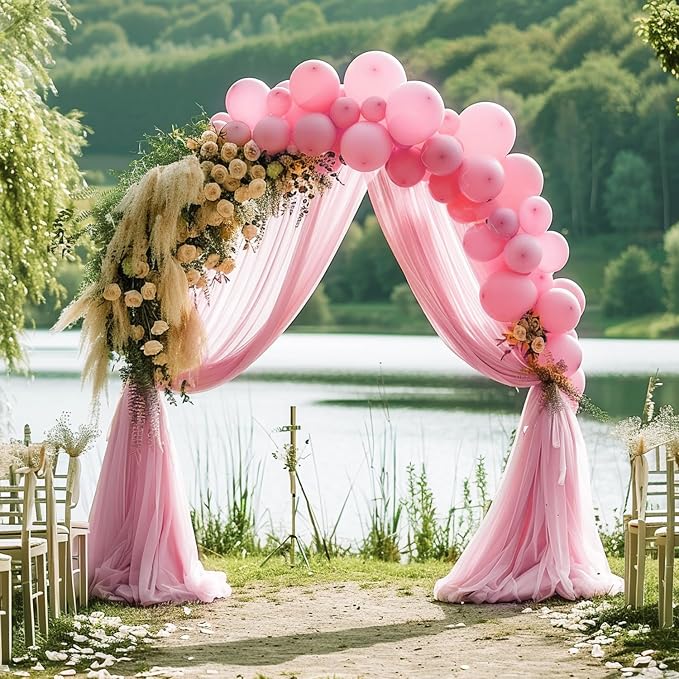 Wedding Arch Draping Fabric Backdrop Drapes 28.7"x 20FT, Blush Pink | Sheer - Image 6