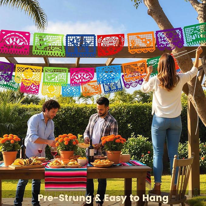 DOMESTAR 8 Packs 144 FT Mexican Papel Picado, Fiesta Mexican Party Banners | - Image 5
