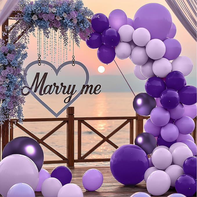 Purple Balloons 100 Pack 12 inch Extra Thick Metallic Pastel Dark Purple Party - Image 4