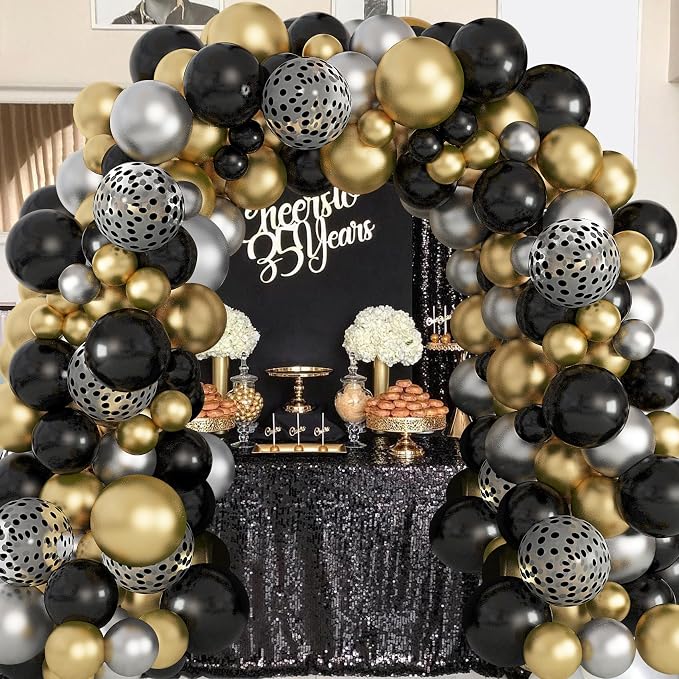 Ouddy Party 129Pcs Black Balloons Different Sizes 18 12 10 5 Inch, Latex - Image 6