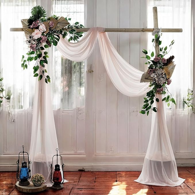 MDS Halloween Chiffon Draping Fabric - 1 Panel, 30" Wide x 40ft Long - Sheer Spooky Arbor & Canopy Drapery for Haunted House Backdrops, Party Ceilings, DIY Costumes & Themed Events - Nude