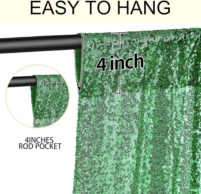 4×8FT-2PCS Grass Green Sequin Backdrop Curtains Panels, Photography Backdrop - Image 5
