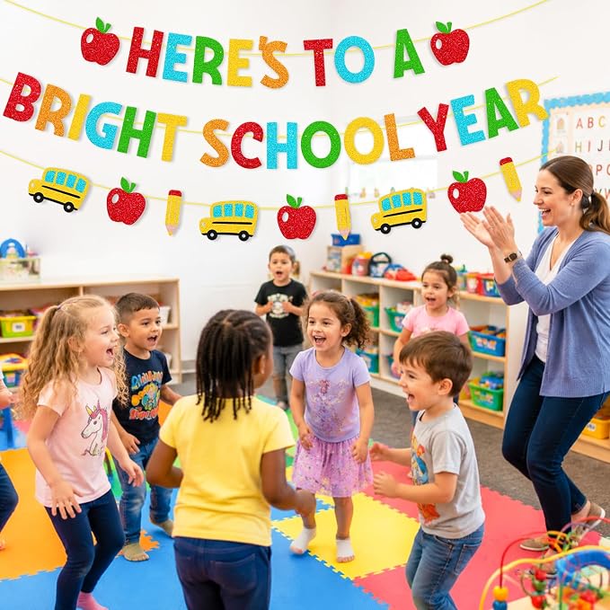 Here’s to A Bright School Year Banner Welcome Back to School Theme | Happy - Image 3