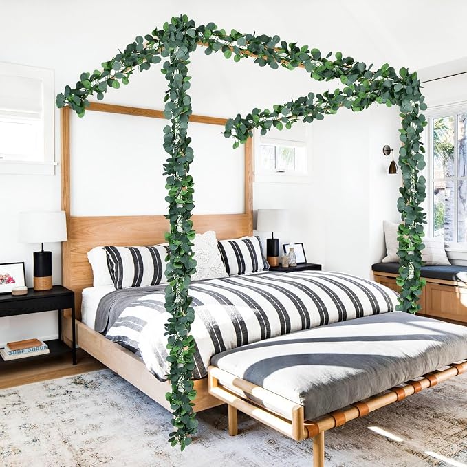 86 Feet 12 Strands Artificial Eucalyptus Leaf Plants Vine Hanging Eucalyptus - Image 3
