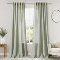 Sage Green Curtains 92 Inch Length 2 Panels Back Tab Pocket Light Filtering by Nanspring