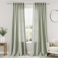 Sage Green Curtains 84 Inch Length 2 Panels Back Tab Rod Pocket Light Filtering by Nanspring