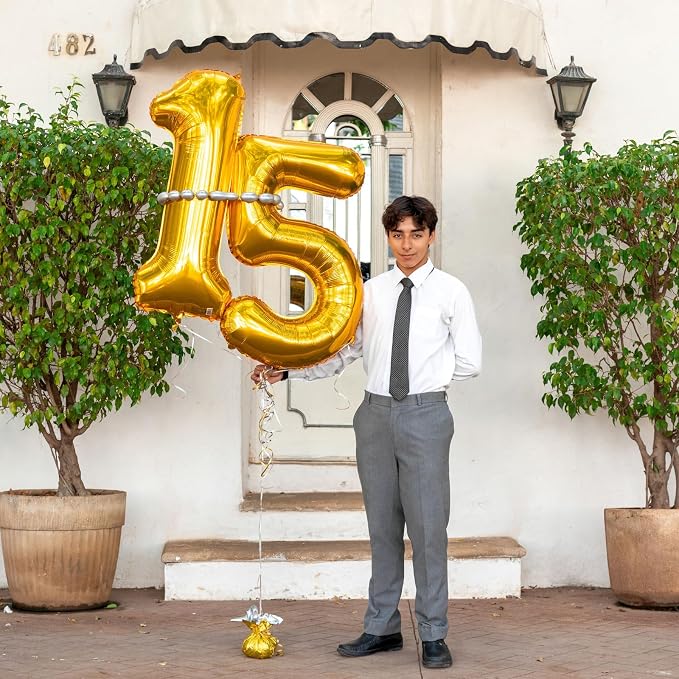 40 Inch Gold Number 5 Foil Balloon - Image 5