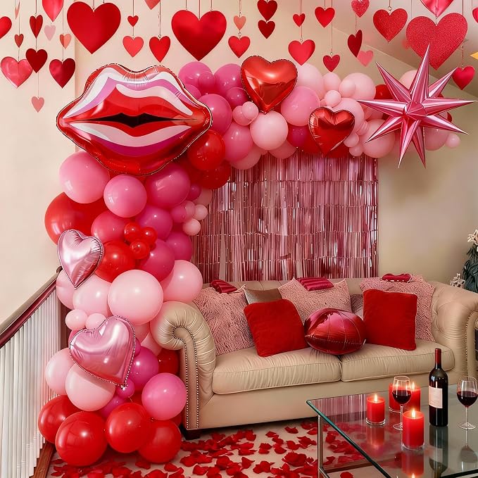 Valentines Day Balloon Arch Kit Hot Pink Red Balloon Garland - Image 5