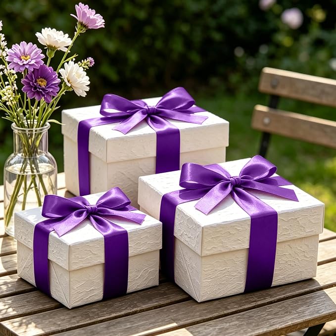 1In 30Yards Dark Purple Satin Ribbon - Image 5