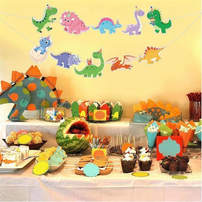 Dinosaur Party Banner Cute Dinosaur Birthday Banner Happy Birthday Banner - Image 5