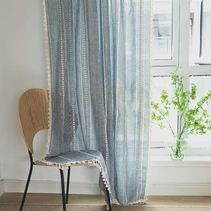 Sutuo Home Blue Boho Curtains 120 inches Long - Image 3