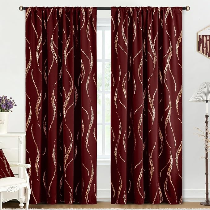 Yakamok Burgundy Blackout Curtains - Image 3