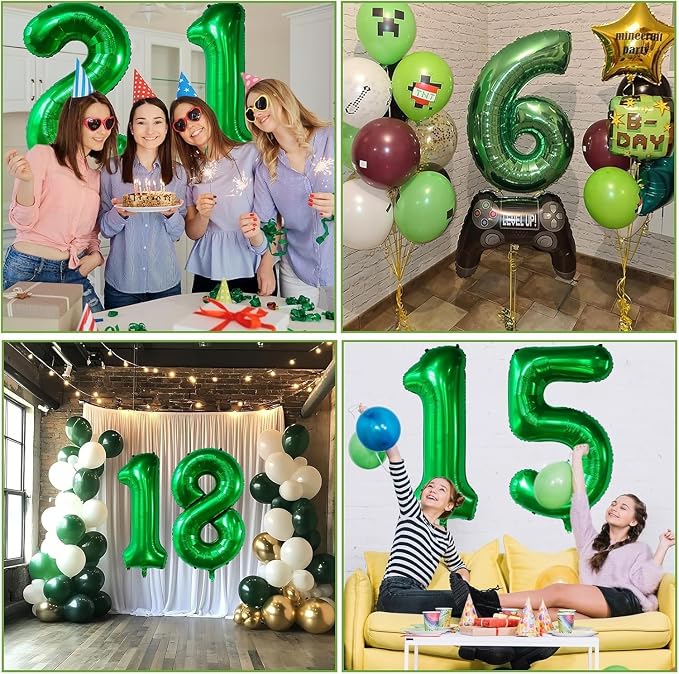 Green Number Balloons, 40 Inch Dark Green Balloon 4.4 Helium Balloon 4th - Image 6