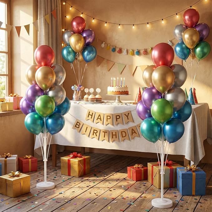 Metallic Balloon Tower Kit for Floor Set of 2 Base&Pole Decor for Shower Party - Image 8