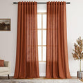 Rust Linen Curtains 90 inches Long 2 Panel Back Tab Rod Pocket Rustic Farmhouse by Nanspring