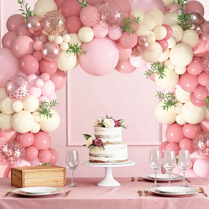 152Pcs Dusty Pink Balloons Arch Garland Kit Different Size | Light Pastel Pink - Image 6