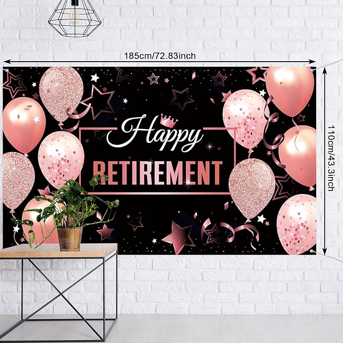 Blulu Retirement Party Decorations, Extra Large Fabric Retire Sign Banner Photo - Image 2