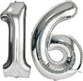 FIROMI 16 Number Balloons Silver Big Foil Mylar 61 Balloon Numbers 40-inch | by Firomi