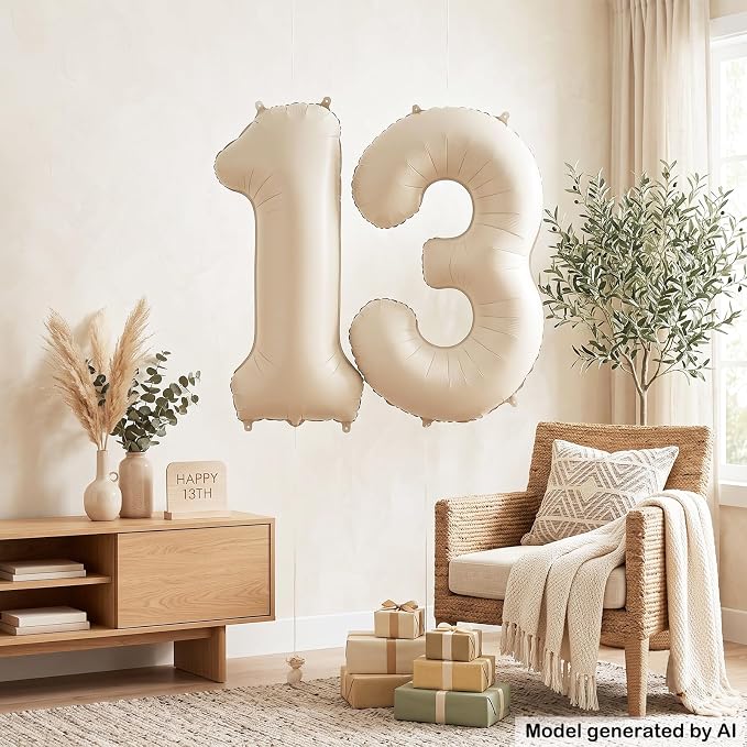 40" Beige Foil Number 13 Balloon - Image 4