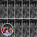 BOMSI 10 Pack Black Party Streamers Backdrop Tinsel Foil Fringe Curtains by BOMSI