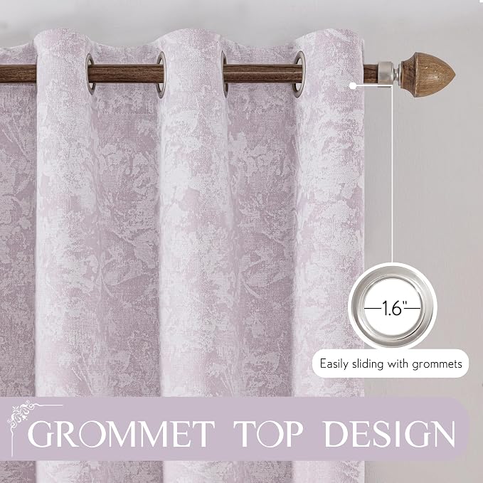 Beauoop Purple Floral Jacquard Blackout Curtains - Image 5