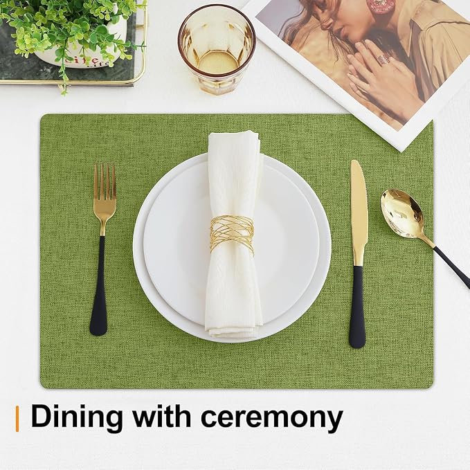 Homaxy Cloths Placemats for Dining Table Set of 6, Grass Green | Heat Resistant - Image 4