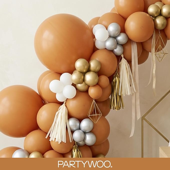 PartyWoo Boho Neutral Light Brown Balloons 120pcs Coffee Color | 18 12 10 5 - Image 8
