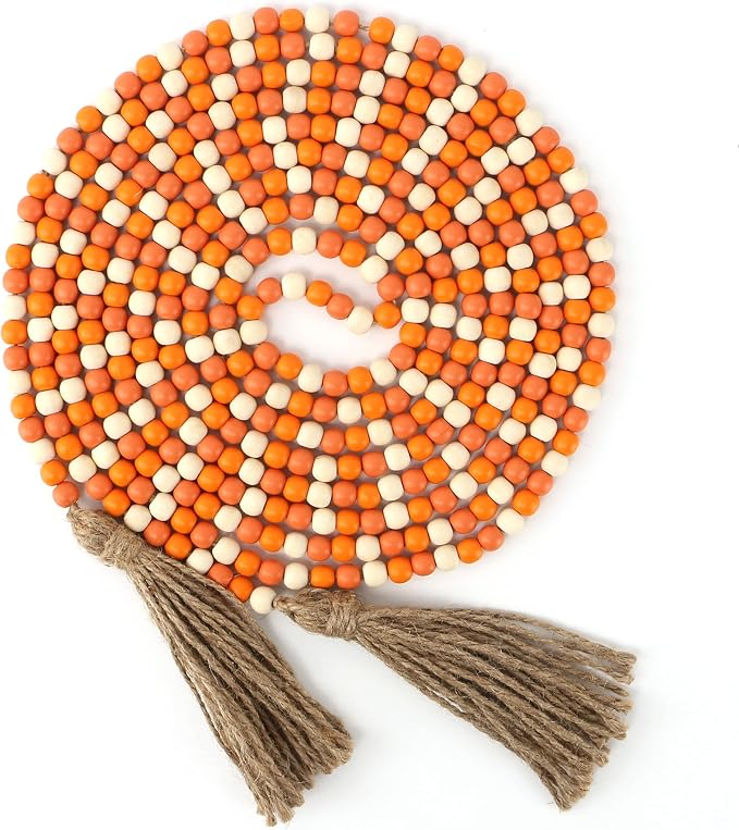 CVHOMEDECO. 16 Feet Wood Beads Garland by CVHOMEDECO