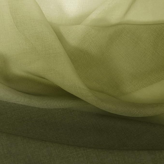 DWCN Olive Green Faux Linen Ombre Sheer Curtains - Image 6