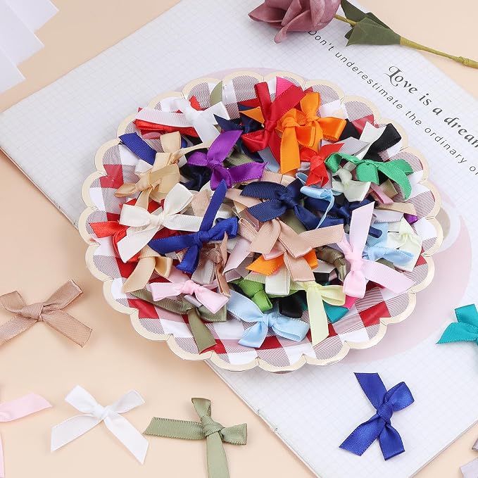 Mixed Mini Bows 1.57" 100PCS Small Satin Ribbon Bows - Image 3