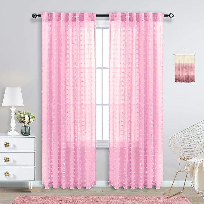 KOUFALL Light Pink Cute Curtains - Image 2