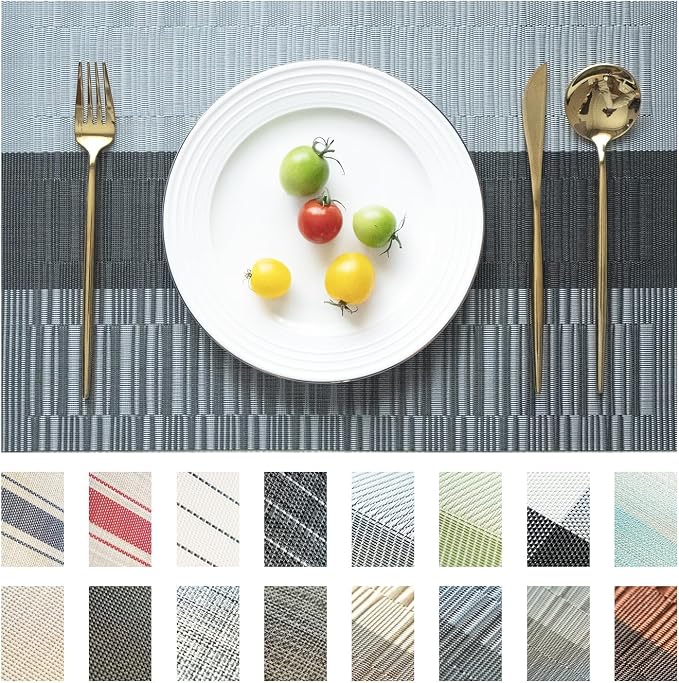 Placemats Set of 8 Vinyl/Plastic Woven Place Mats by Unknown