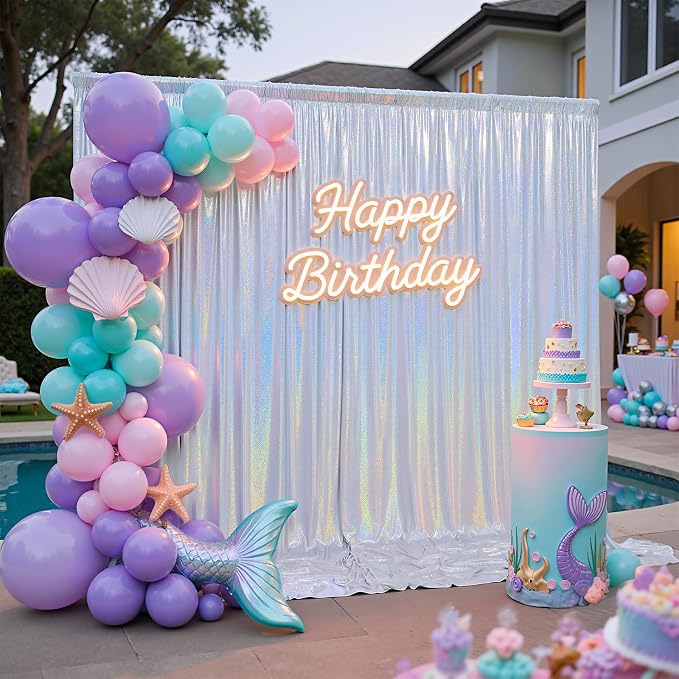 gogoparti 10x10FT Laser Silver Sequin Backdrop Curtain - Image 8