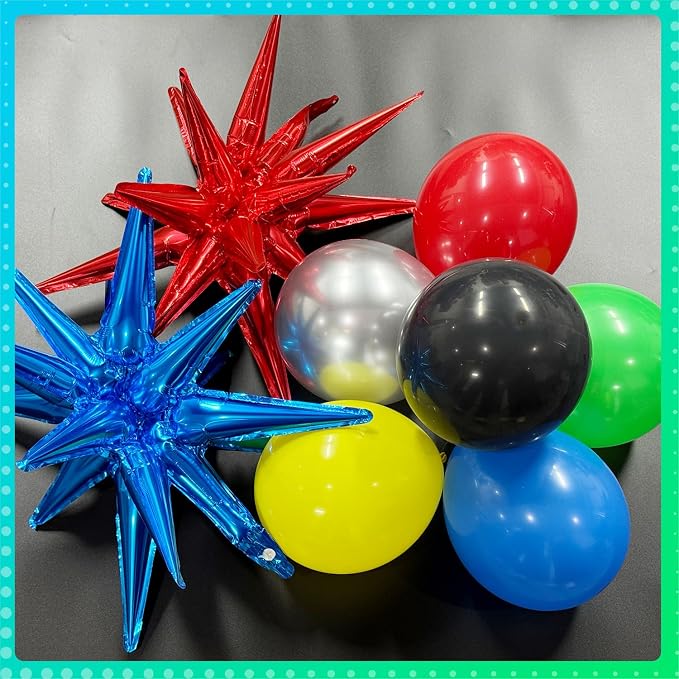 Red Blue Green Yellow Black Balloon Arch Kit, Birthday Decor | 140Pcs Hero - Image 4