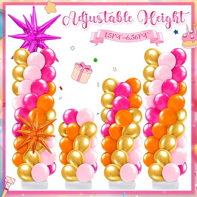 Kasyat Pink and Orange Balloon Arch Kit - Image 5