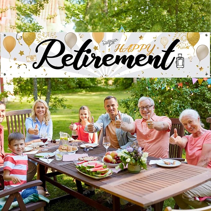 Blulu Retirement Decoration Banner 72.8 x 15.7 Inch Large Fabric Yard Sign - Image 6