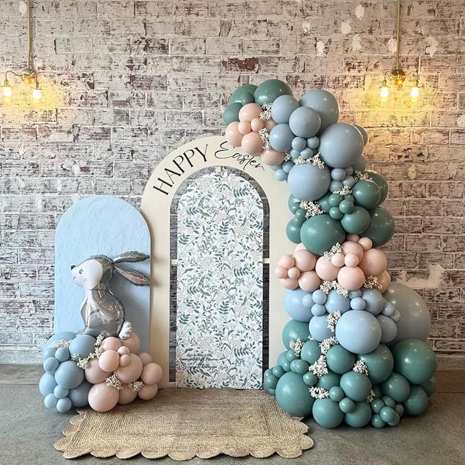Dusty Blue and Green Balloons, 12 Inch Balloon Set - Image 5