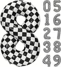 40In Black White Checkered Number 8 Balloon Race Car Digital Foil 8 Balloon | by YOIOZAIZAI