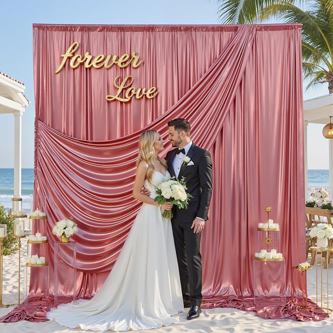 gogoparti 10x10FT Rose Gold Sequin Backdrop Curtain - Image 5